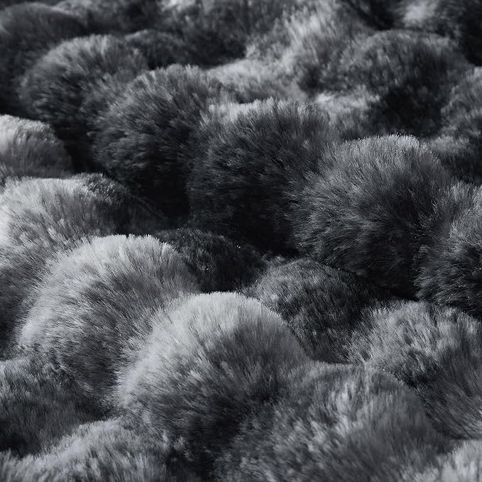 50x60 Inches Ultra-Soft Fuzzy Faux Fur Plush Throw Blanket - Thick, Warm Sherpa for Couch, Sofa, Bedroom, Camping - Decorative Blanket for Cozy Warmth, Bubble Black Tie Dye