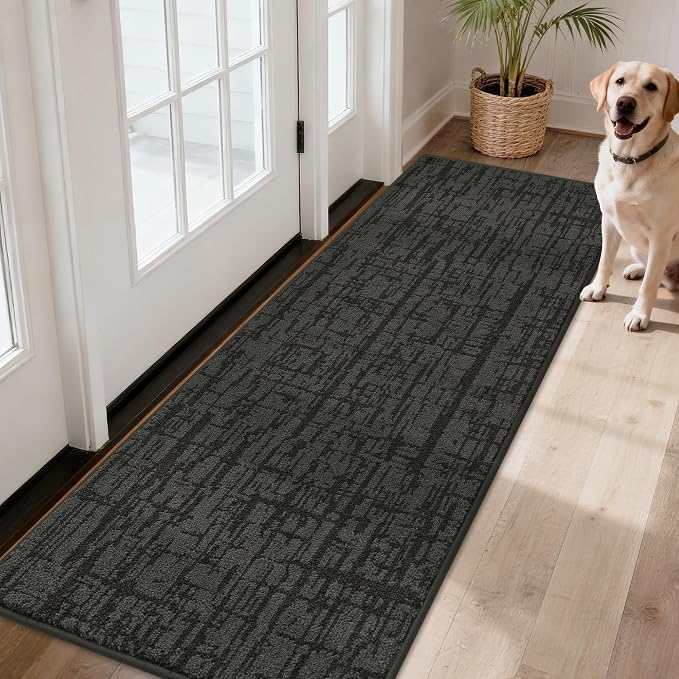COSY HOMEER Door Mat 24" x 60" Non-Slip Washable Entryway Rug,Dirt Trapper Door Mat Indoor Entrance,Stain Resistant Absorbent Welcome Mats for Front Back Doormats and Wet Shoes,Dark Grey - Image 9
