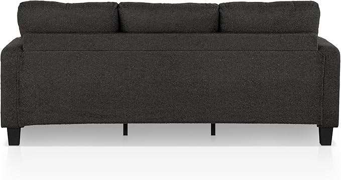Homes: Inside + Out Reese Modern Plush Boucle Couch with Side Pockets, Cup Holders and USB Ports, Wooden Comfortable Sofa for Living Room, Bedroom and Office, Dark Grey