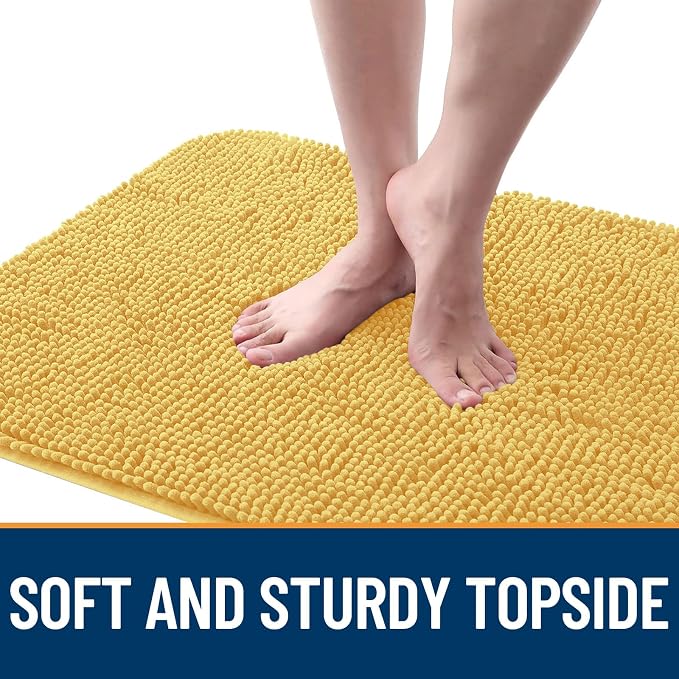 OLANLY Dog Door Mat for Muddy Paws 47x32, Absorbs Moisture and Dirt, Absorbent Non-Slip Washable Doormat, Quick Dry Chenille Mud Mat for Dogs, Entry Indoor Entryway Carpet for Inside Floor, Yellow - Image 4