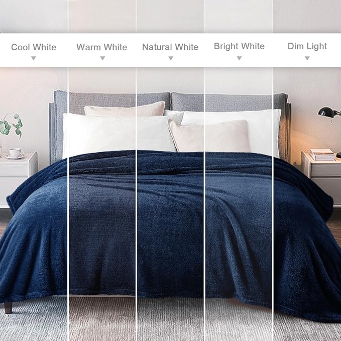 Exclusivo Mezcla King Size Blanket for Bed, Super Soft Velvet Plush Fleece Blankets, Fuzzy Cozy and Warm for Winter, 90x104 Inches, Navy Blue