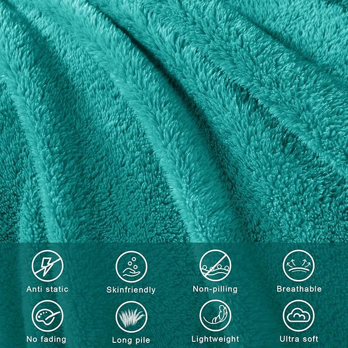 Exclusivo Mezcla Soft Fleece Throw Blanket for Couch, Super Soft Velvet Plush Fleece Blankets, Fuzzy Cozy and Warm for Winter, 50x60 Inches, Teal