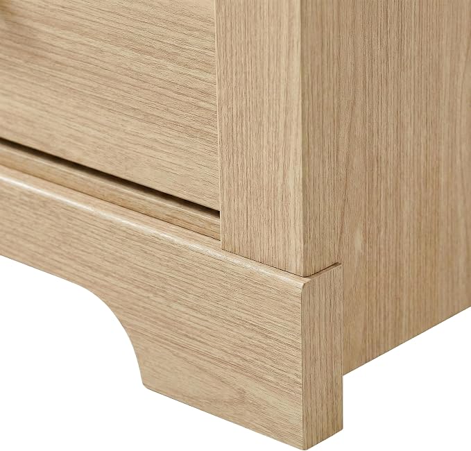 24/7 Shop at Home Elrik Modern 22-inch Wood Nightstand Set of 2 with Open Shelf, 2 Drawers and Ornate Handles, Wooden Night Stand for Bedroom, Apartment, Small Bedside Table, Oak - Image 9