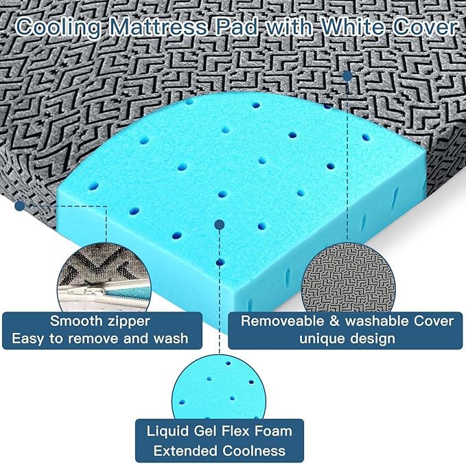Airensky 3 Inch Memory Foam Mattress Topper, Cooling Gel Infused High Density Full (54"x75") Topper with Removable Skin-Friendly Cover, Bed Topper for Pressure Relief Back Pain, CertiPUR-US Certified