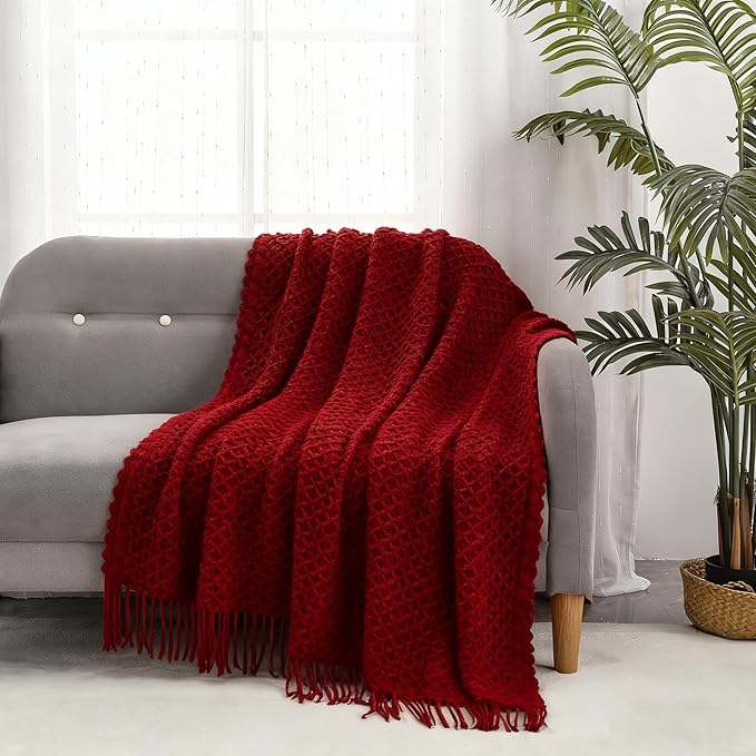 CREVENT Farmhouse Boho Knitted Throw Blanket for Couch Sofa Chair Bed Home Decoration, Soft Warm Cozy Light Weight for Spring Summer Fall (50''X60'' Christmas Set)