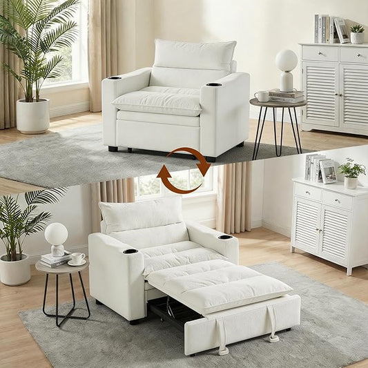 Casaphoria Convertible Sleeper Chair 66.54" Futon Sofa Bed Single Sleeper Sofa Small Couch Bed with Adjustable Backrest for College Dorm Bedroom Studio Apartment