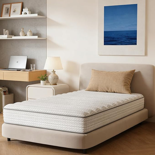 Novilla 8 Inch Twin XL Mattress, Hybrid Twin XL Size Mattresses with BioAir Comfort Foam for Pressure Relief, Medium Plush Colchones with Innerspring CertiPUR-US Certified for Kids Mattress in a Box