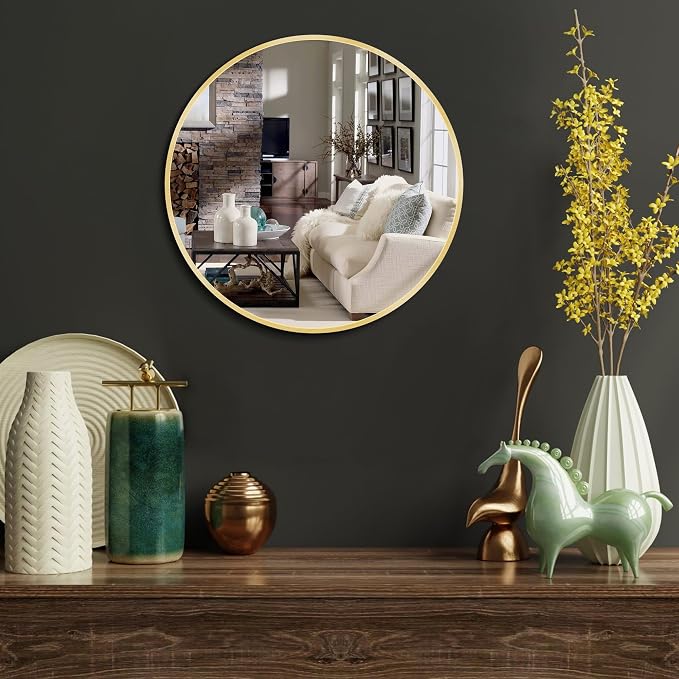 Itrue 12 Inch Small Round Wall Mirror, Gold Metal Frame Decorative Circle Mirror with Wall Mount Hook for Bathroom Bedroom Entryway – Accent Mirror, Not Full Size - Image 6