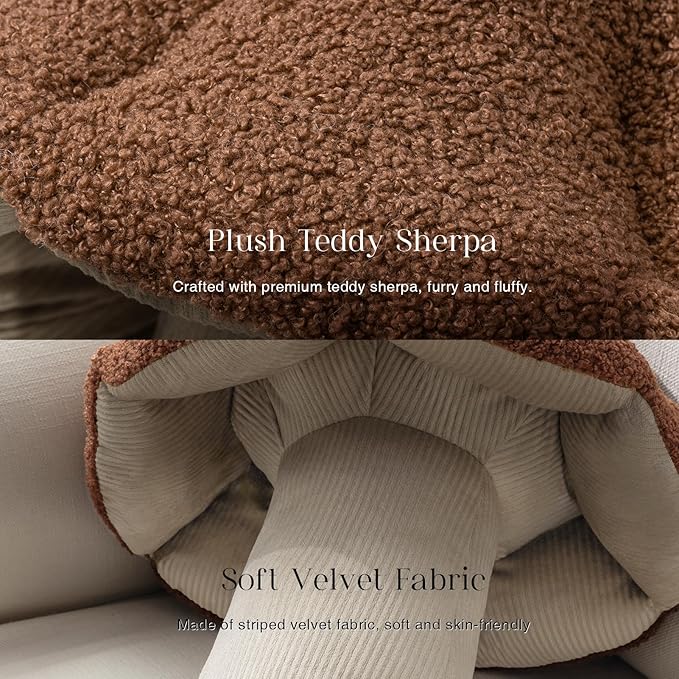 Phantoscope Mushroom Shaped Throw Pillow, Teddy Fleece Soft Mushroom Decorative Pillows Cute 3D Shaped Cushion for Couch Sofa Bed Chair, Dark Coffee,16 x 14 inches
