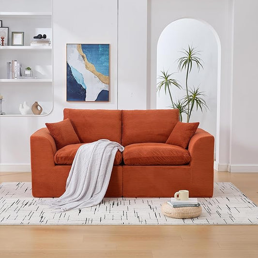 80.3" Cloud Loveseat Boneless Sofas for Living Room, 2 Seaters Modular Foam Cloud Sofa Couches, 2 Seat Compression Foam Couch with Toss Pillows, No Assembly Required