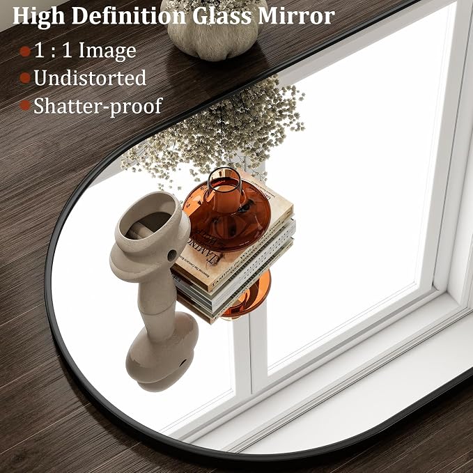 HARRITPURE Arched Wall Mirror 24"x36" – Black Metal Frame Vanity Mirrors for Bedroom, Entryway, Living Room Decor - Image 3