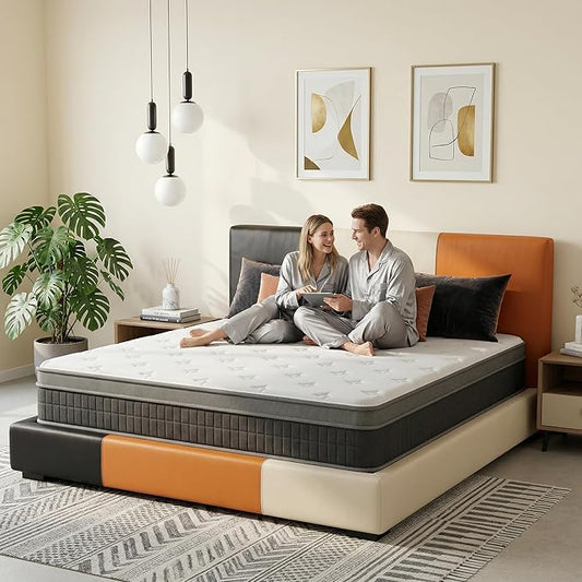 14″ King Hybrid Mattress – Cooler, Quieter & Deeper Comfort, Airflow Foam + Pocket Coils, 2″+ Plush Cushion, Heavy-Duty Support, CertiPUR-US, Fiberglass-Free, Mattress in a Box