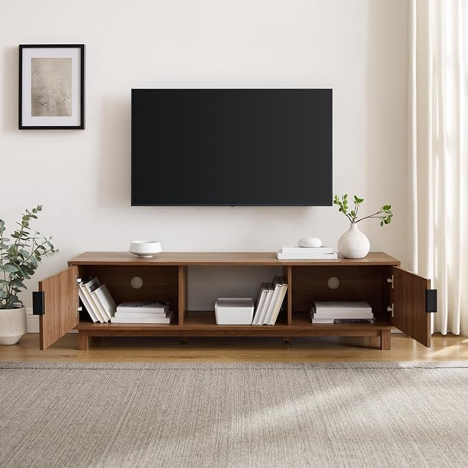 Walker Edison Arundo Fluted TV Stand for TVs up to 65 Inches, 58" TV Stand, Mocha - Image 7