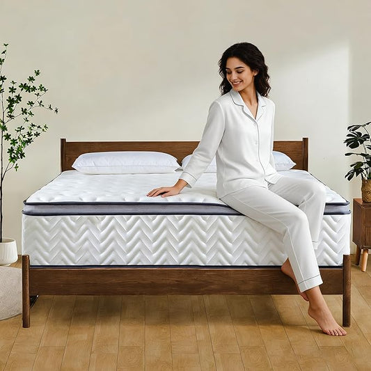 14 Inch Queen Mattress Medium Firm Hybrid Queen Size Bed Mattresses, Memory Foam Mattress in a Box for Pressure Relief, Individual Pocket Spring-Motion Isolation with Edge Support, CertiPUR-US