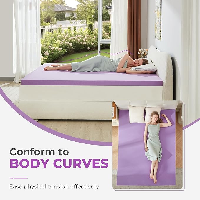 BDEUS 1.5 Inch Gel Memory Foam Mattress Topper Ventilated Soft Pressure Relieve Mattress Pad, Breathable Bed Topper, CertiPUR-US Certified, Full Size