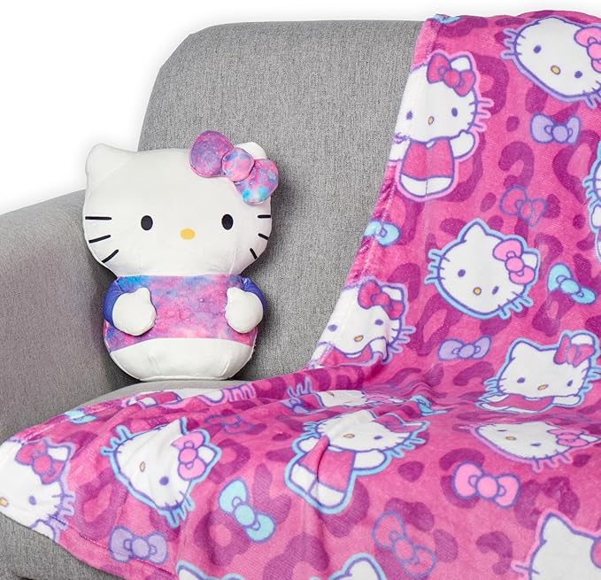 Northwest Sanrio Hello Kitty, Blanket and Hugger Set, Soft Silk Touch Throw, Plush Pillow, 50 x 60 Inches