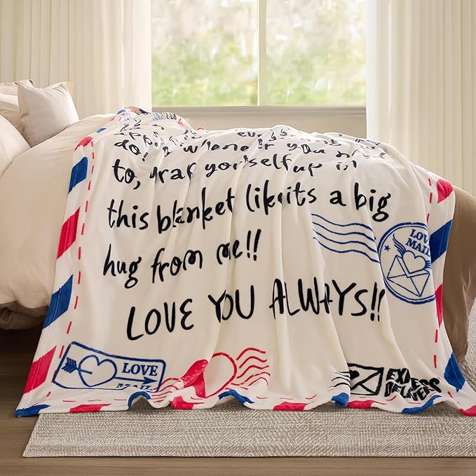Joiedomi Mothers Day Blanket Gifts for Mom Birthday Gifts Soft Flannel Blanket for Mom Grandma from Daughter Son 60" x 80" Ivory White