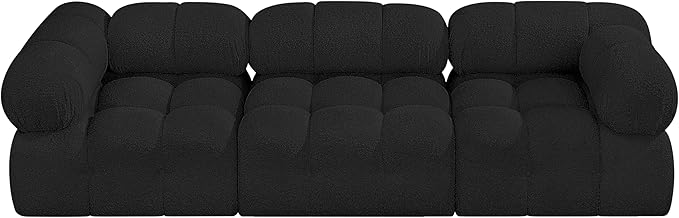 Meridian Furniture 611Black-S102A Ames Collection Modern | Contemporary Modular Sofa with Rich Black Boucle Fabric, Modular to Create Infinite Configurations, 102" W x 34" D x 28" H, Black