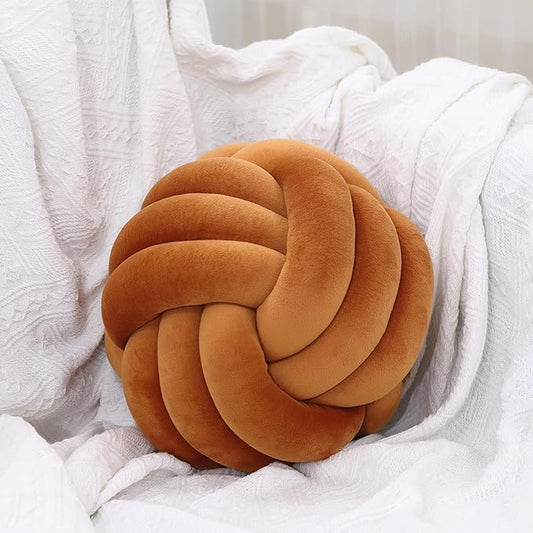 Petrella Knot Pillows Ball Round Throw Pillows Home Decor Cushion Decorative Aesthetic Throw Pillows，Caramel 8inch