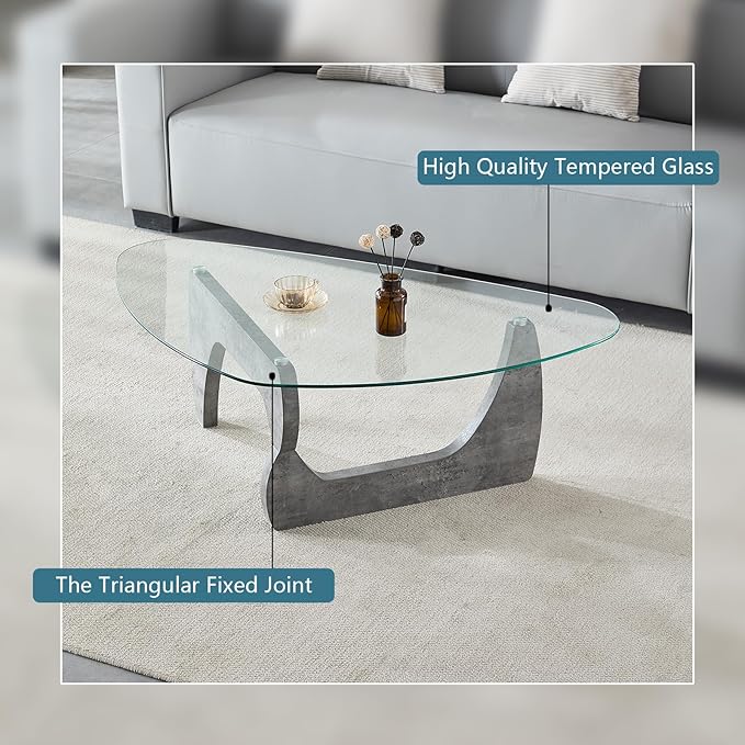 Btrpily Wooden Coffee Table - Modern Marble Coffee Table， Contemporary, Stylish, High-End Furnishing for Your Living Room (Marble Stone, Triangle)