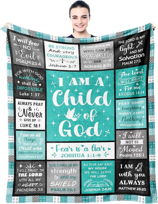 Christian Gifts for Women Men Blanket 60"x50", Christian Gift for Kids, Religious Bible Catholic Spiritual Inspirational Baptism Birthday Gift Ideas Blankets