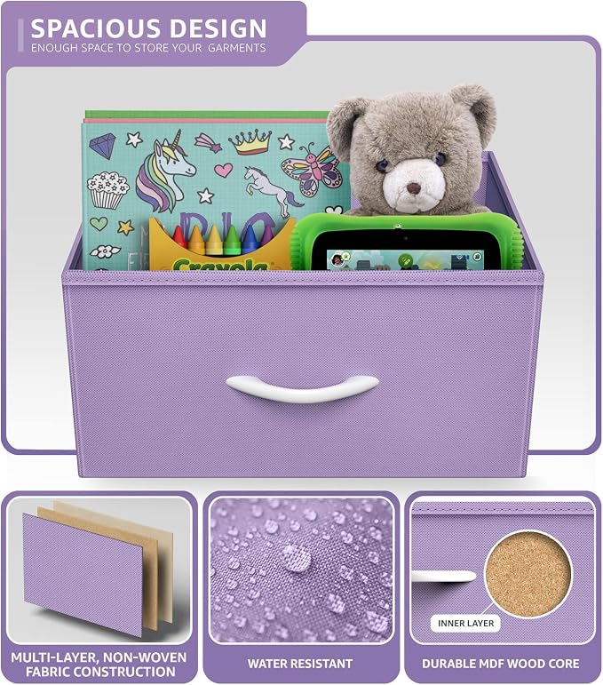 Sorbus 2 Drawer Shelf Storage Nightstand - Kids Bedside Furniture End Table Night Stand with Steel Frame Wood Top & Easy Pull Fabric Bins, Dresser & Chest for Home Bedroom Accessories Office & College - Image 5