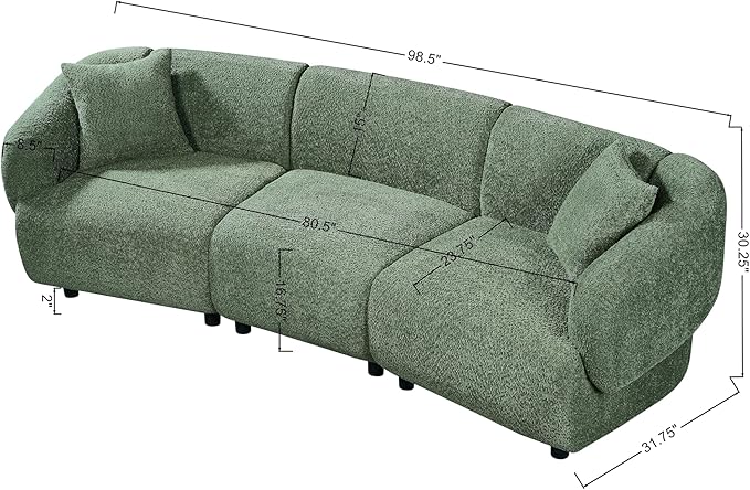 Christopher Knight Home Obito Boucle Upholstered 3-Seater Sofa, Modern Home Sofa Living Room, Wooden Large Upholstered Sofa Couch for Apartment/Home Office, Olive Green