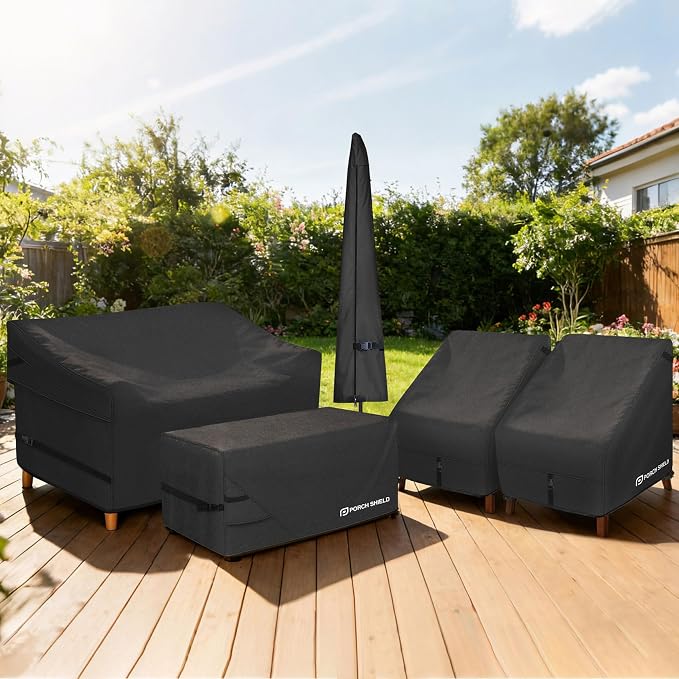 Porch Shield Waterproof Outdoor Furniture Sofa Cover – Patio 2 Seater Loveseat Cover 60W x 35D x 35H inch, Black - Image 6