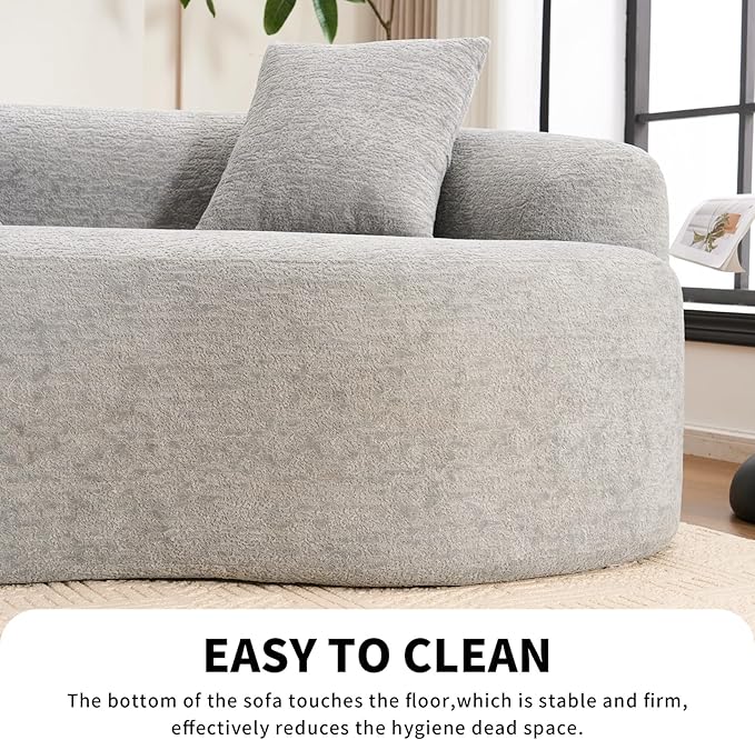 KEIKI Curved Chenille Modular Sectional Couches with Pillows, 4 Seater Oversized Upholstered Luxury Plush Cloud Sofa for Living Room Apartment, Full Compression Sponge,