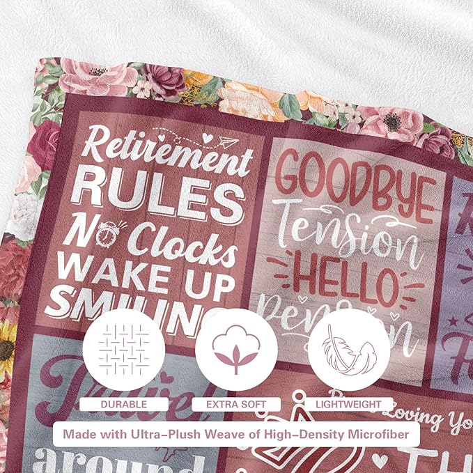Retirement Gift for Woman, Retirement Gifts for Women 2026, Retired Blanket to My Mom Grandma, Farewell Merch for Coworkers Teacher Nurse, Retirement Party Decorations Blanket 80"x60"