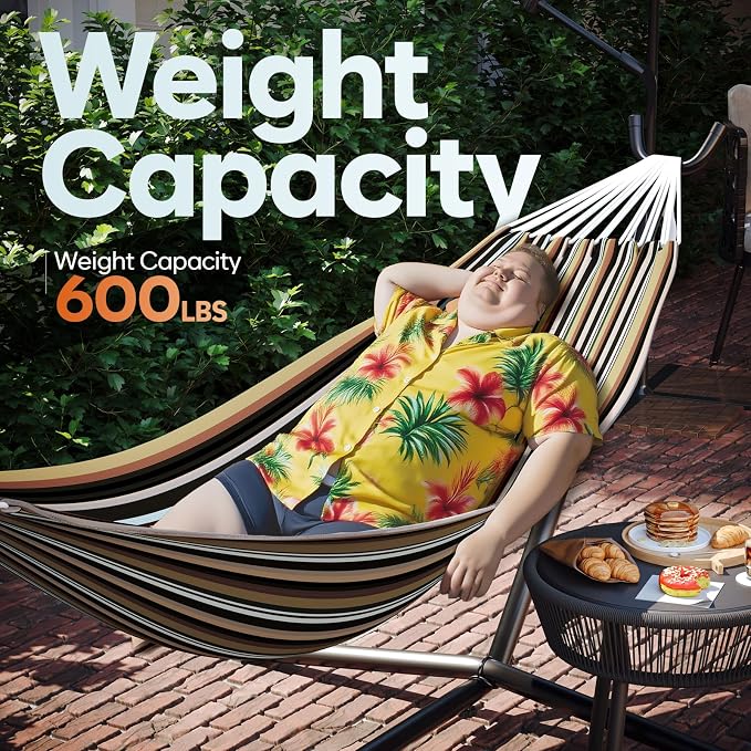 Hammock with Stand for Outside, 600lbs Portable Hammock with Steel Frame for 2-Person Outside Patio, Heavy Duty, Easy Assembly - Image 5