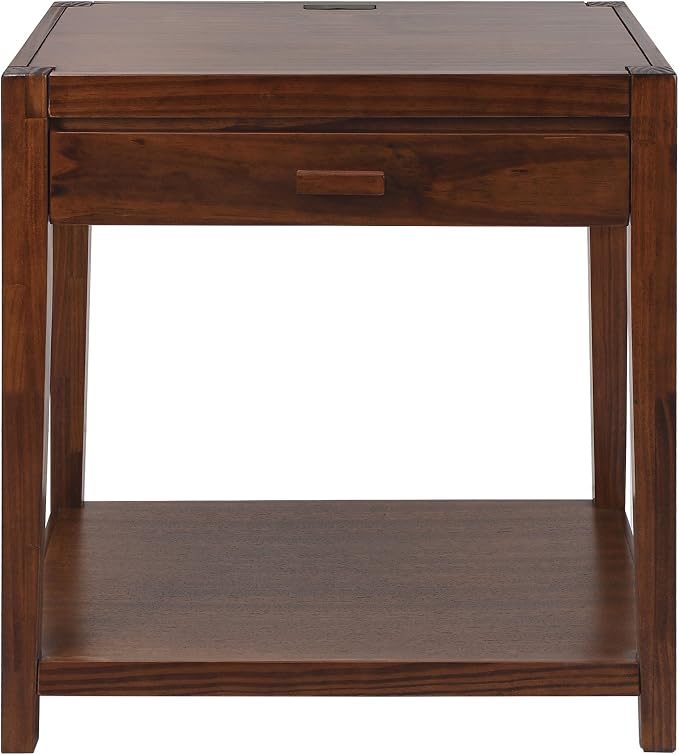 Casual Home Notre Dame Nightstand with USB Ports-Warm Brown 18.75 in x 24 in x 26 in (D x W x H) - Image 7