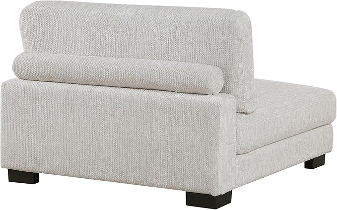 Lexicon Modular Sectional Sofa for Living Room, Textured Microfiber Armless Chair with Pillow, Units of Modular Sectional Couch, Upholstered Chair for Customizable Sectional Sofa Couch, Beige