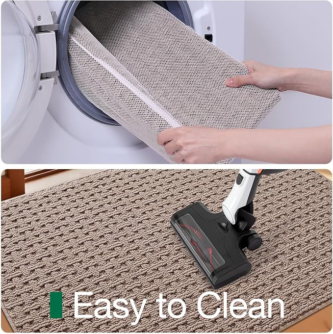 LUMI Washable Door Mat Indoor Entrance 36x60, Dirt Trapper Front Door Mats with Absorbent Interior and Non-Slip Rubber Backing, Entryway Doormat, Beige - Image 8