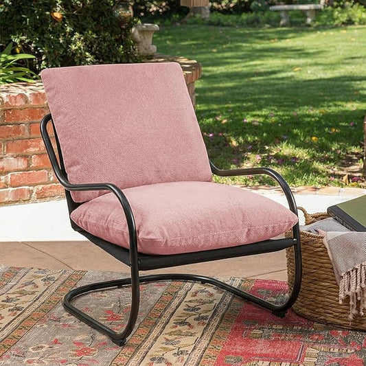 Peace nest Modern Accent Chair,Comfy Living Room Suspended Chair with Mental Frame,Bedroom Armchair with Soft Upholstered Cushion for Balcony Lounge Reading Meeting Room,Pink