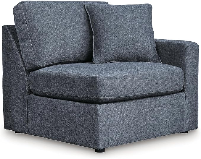 Signature Design by Ashley Contemporary Modmax Stain Resistant U-Shape Right-Arm Facing 8-Piece Sectional with Chaise and Storage Consoles, Dark Blue