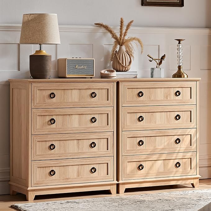 Joaxswe Farmhouse 4 Drawer Dresser for Bedroom, 35" Tall Small Dressers & Chest of Drawers, Rustic Wood Dresser with Metal Handle, Storage Organizer Closet for Living Room, Hallway, Entryway - Image 3