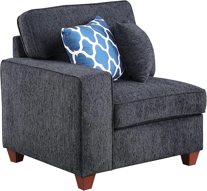 Ball & Cast 116" L-Shaped Sectional Couch with Movable Ottoman & 6 Throw Pillow,7 Seat Chenille Upholstered Sectional Sofa W/Wide Armrest,DIY Combination,Comfy Sectionals Set for Living Room,Dark Gray