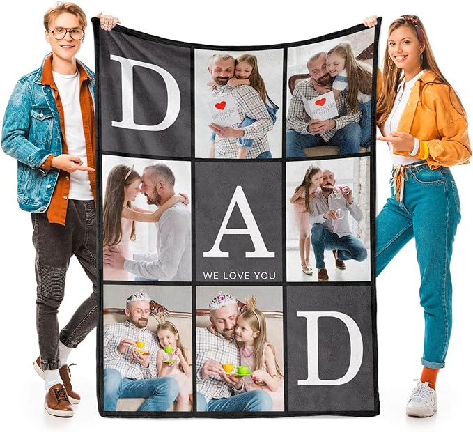 inkArts Gifts for Dad Customized Blanket with Photo, Make a Personalized Fathers Day Blankets with Picture to My Dad Custom Memories Souvenir Throw Blanket for Best Daddy Ever