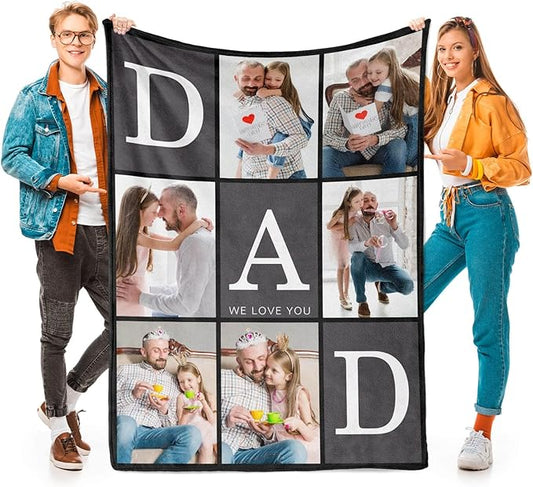 inkArts Gifts for Dad Customized Blanket with Photo, Make a Personalized Fathers Day Blankets with Picture to My Dad Custom Memories Souvenir Throw Blanket for Best Daddy Ever