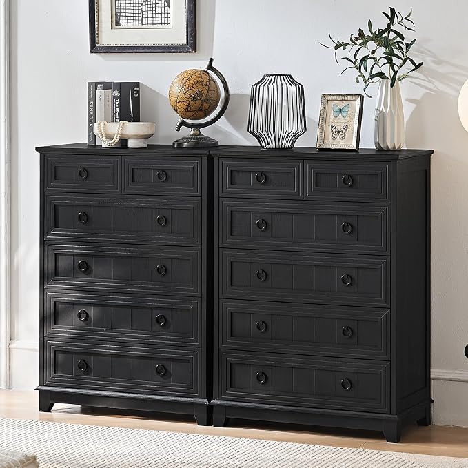 Joaxswe Farmhouse 6 Drawer Dresser for Bedroom, 41" Tall Small Dressers & Chest of Drawers, Rustic Wood Dresser with Metal Handle, Storage Organizer Closet for Living Room, Hallway, Entryway - Image 3