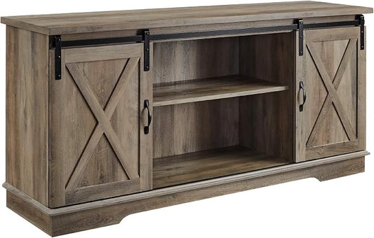 Walker Edison Richmond Modern Farmhouse Sliding Barn Door TV Stand for TVs up to 65 Inches, 58 Inch, Grey Wash by WalkerEdison