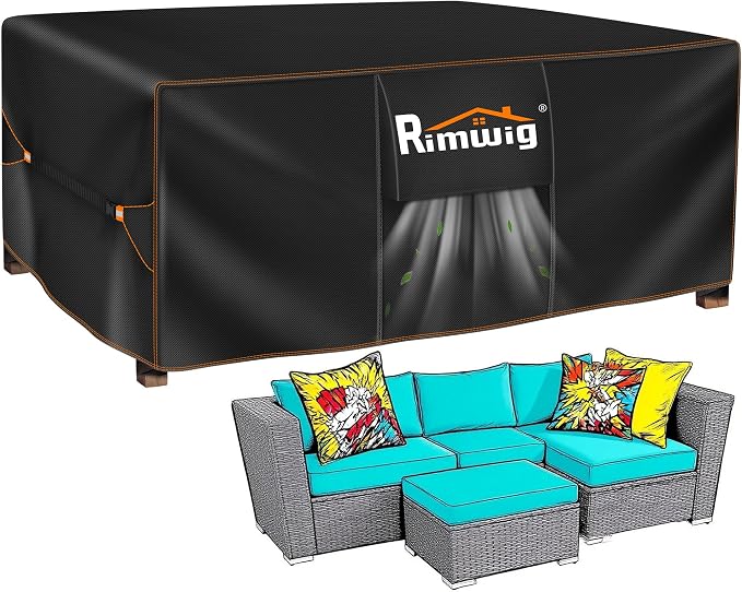 Patio Furniture set Covers Waterproof, rectangle Outdoor dining Table Coffee Cover for winter , Heavy Duty rectangular patio table covers for outside furniture 74"L x 47"W x 28"H Black by Rimwig