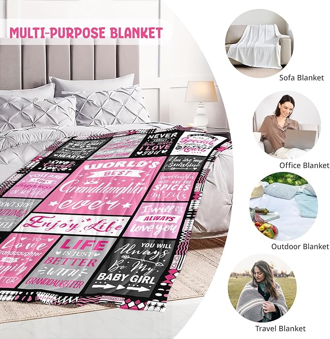 Teen Girl Gifts Trendy Stuff - Birthday Gifts for Granddaughter - World's Best Granddaughter Ever Gifts from Grandma - Graduation Presents for Granddaughters Life Blanket 50"x60"