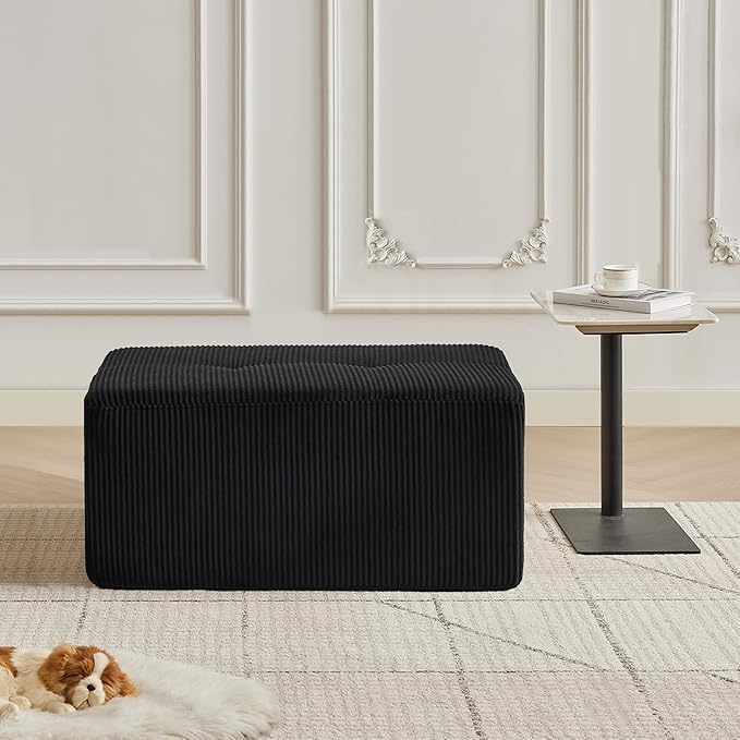 Modular Sectional Sofa with Movable Ottoman, Seat Deep Seat Couch with Pillows, Comfy Cloud Sectional Sofa for Living Room, Bedroom and Apartment (Black, 1 Ottoman)