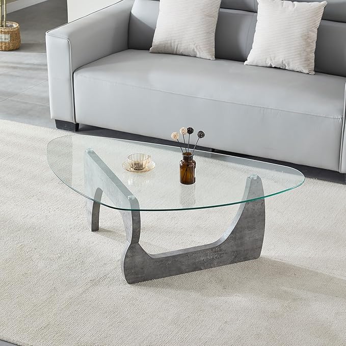 Btrpily Wooden Coffee Table - Modern Marble Coffee Table， Contemporary, Stylish, High-End Furnishing for Your Living Room (Marble Stone, Triangle)
