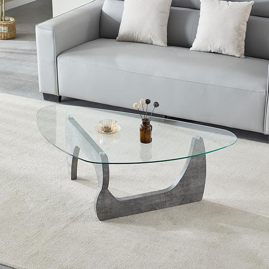 Btrpily Wooden Coffee Table - Modern Marble Coffee Table， Contemporary, Stylish, High-End Furnishing for Your Living Room (Marble Stone, Triangle)