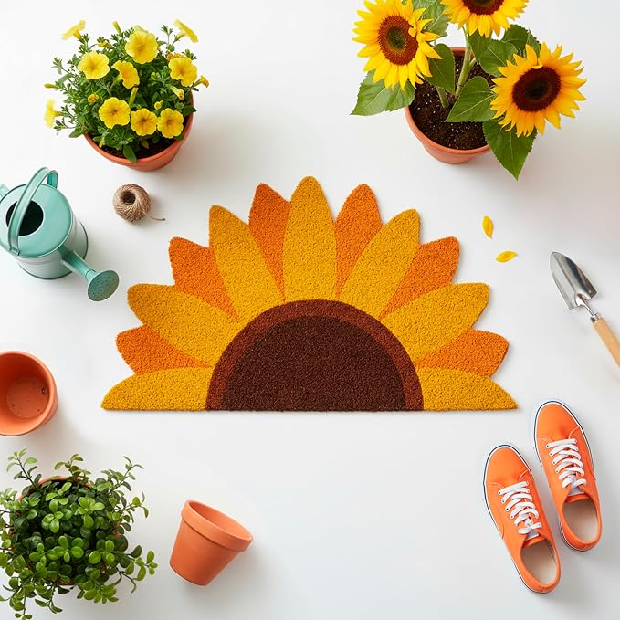 Fisura – Doormat Outdoor Entrance, Outdoor mats for Front Door, Welcome mat. Made of Coconut Fiber with Non-Slip PVC Base, Doormat Hand-Painted, 30x18 inches. (Sunflower) - Image 3