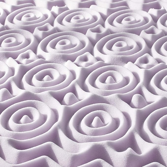 Mellow 2 Inch 5-Zone Memory Foam Mattress Topper, Soothing Lavender Infusion, Dorm Essentials, Twin