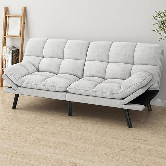 DWVO 70" Convertible Futon Sofa Bed, Folding Futon Set for Living Room Home Office Aprtment, Modern Futon Couch with Adjustable Backrest & Armrests, Recliner Lounge, Loveseat Sofa